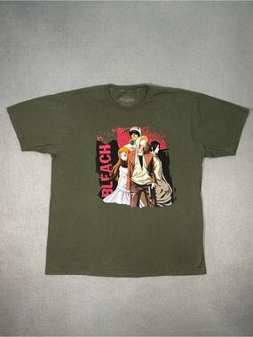 Men’s Bleach Anime T Shirt Large Shonen Jump Ichigo Graphic Olive Green Tee